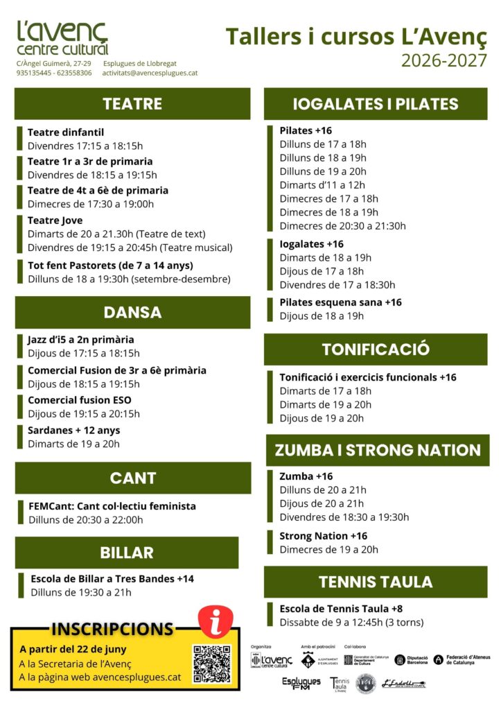 Tallers i cursos 2026 - 2027